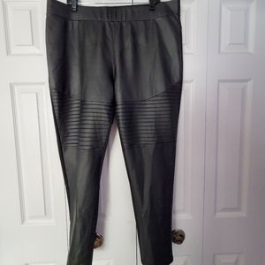 Diane Gilman DG2 Black Faux Leather/Ponte Moto Leggings